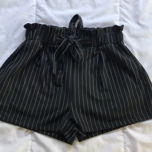 high waisted paper-bag shorts